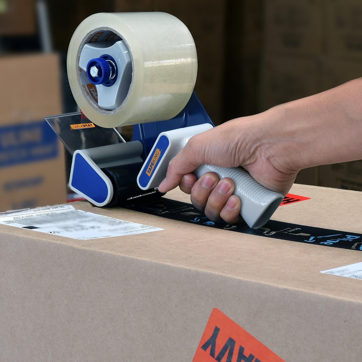 Tape King TX300 3 Inch Wide Packing Tape Dispenser Gun - Plus 1 Free Roll of Packaging Tape - Side Loading 3" Lightweight Ergonomic Industrial Gun for Shipping, Moving, Carton and Box Sealing : Office Products