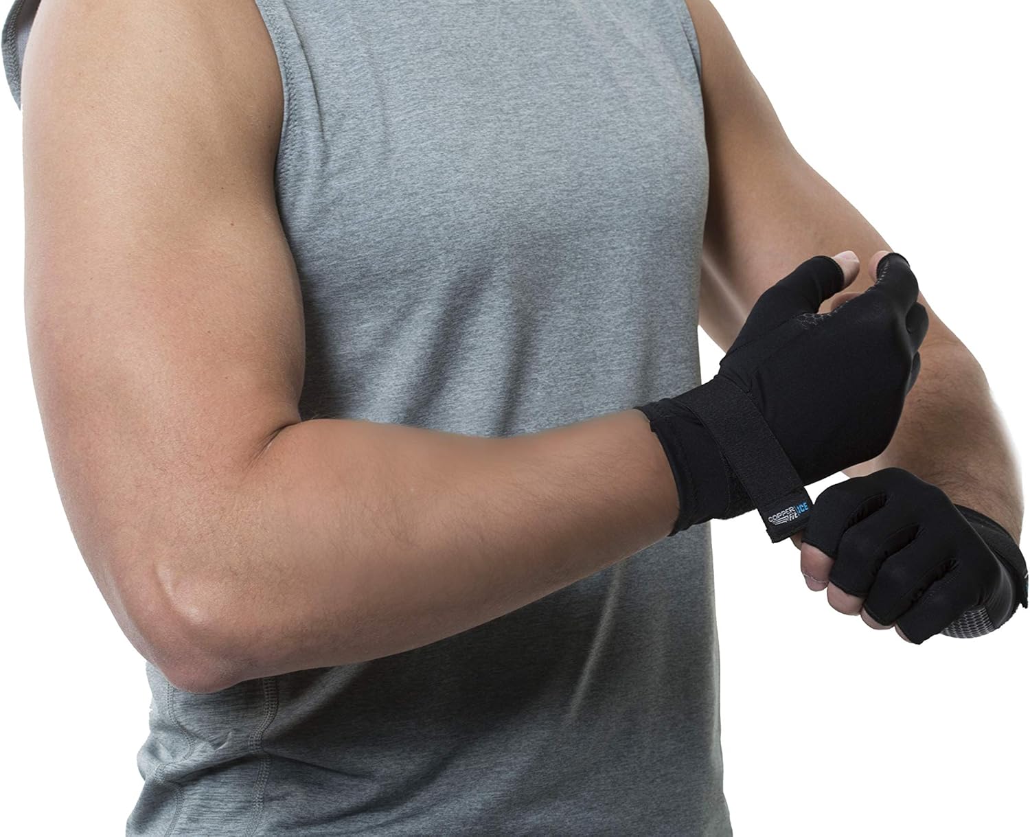 Copper Fit unisex adult Ice Compression Gloves Infused with Menthol and Coq10 for Recovery, Black, Large X-Large US: Clothing