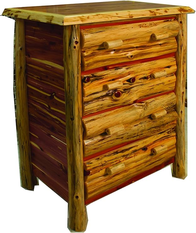 Amazon Com Rustic Red Cedar Log 4 Drawer Chest Amish Made In The