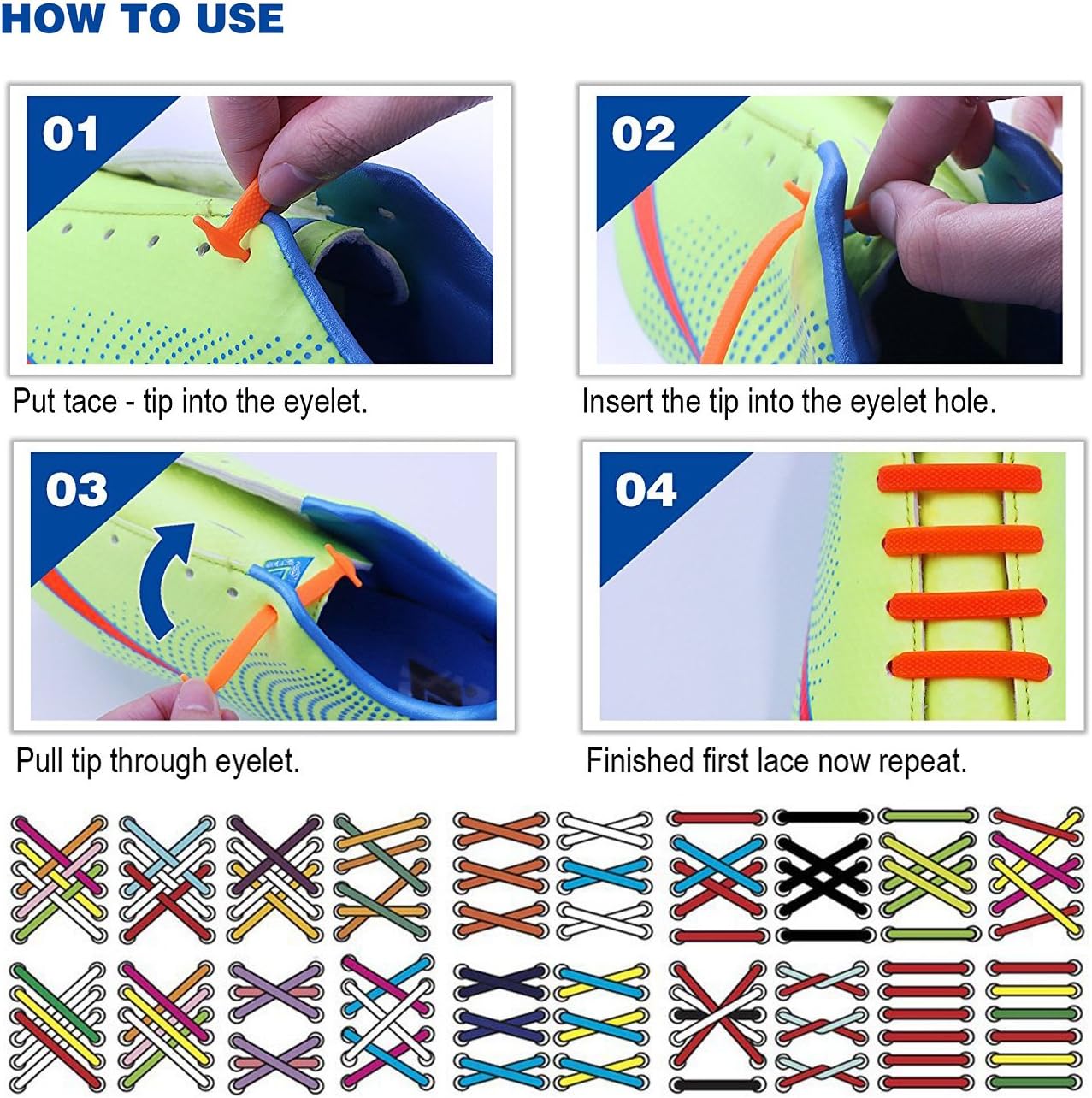 Oumers 4 Pairs No Tie Shoelaces for Kids, Lazy Tieless Silicone Shoelaces Rubber Sneaker Shoelaces, Great: Clothing
