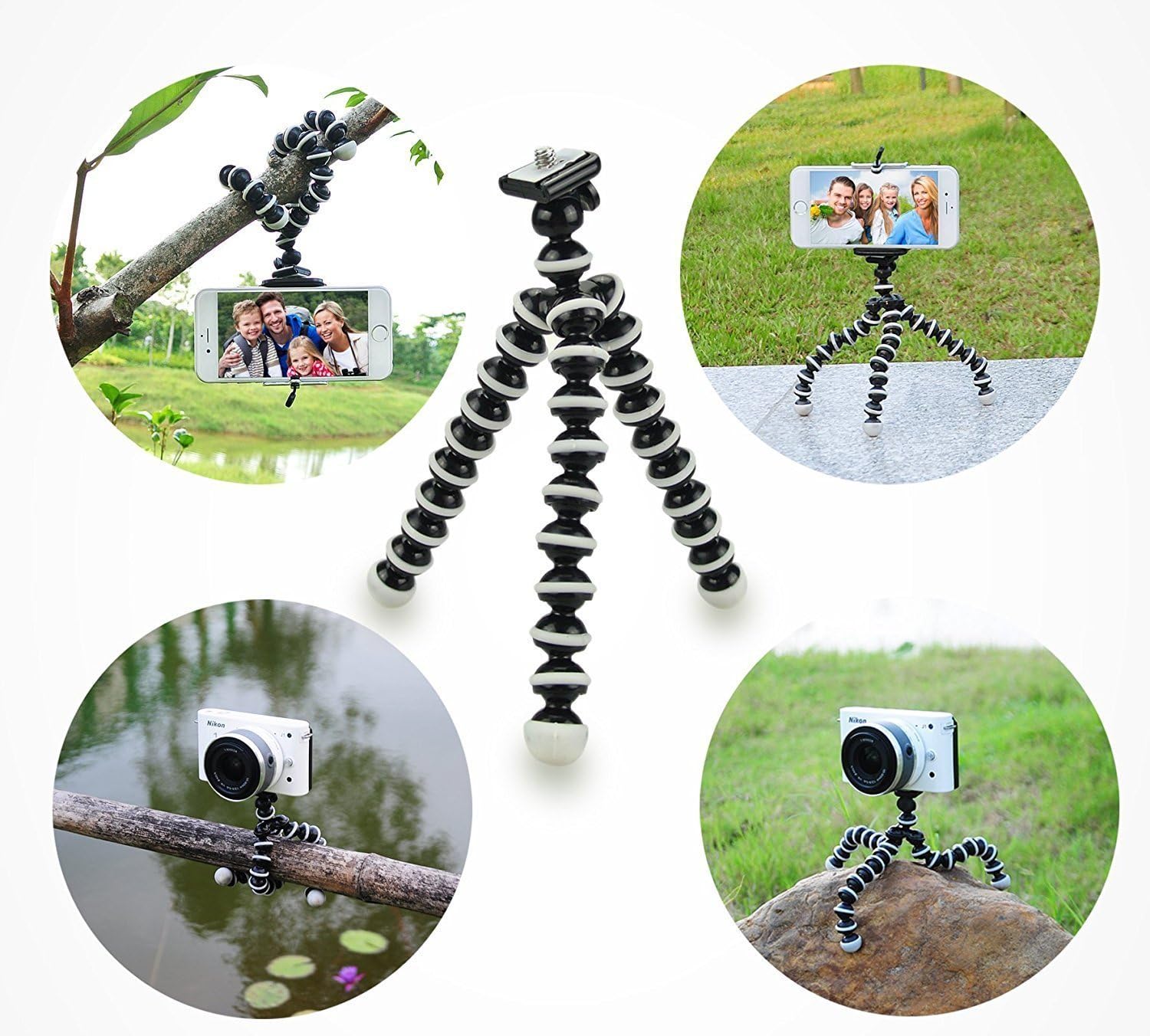 Rienar Octopus Style Flexible Portable and Adjustable Tripod Stand Holder for Small Camera Smart iPhone Cellphone : Camera & Photo