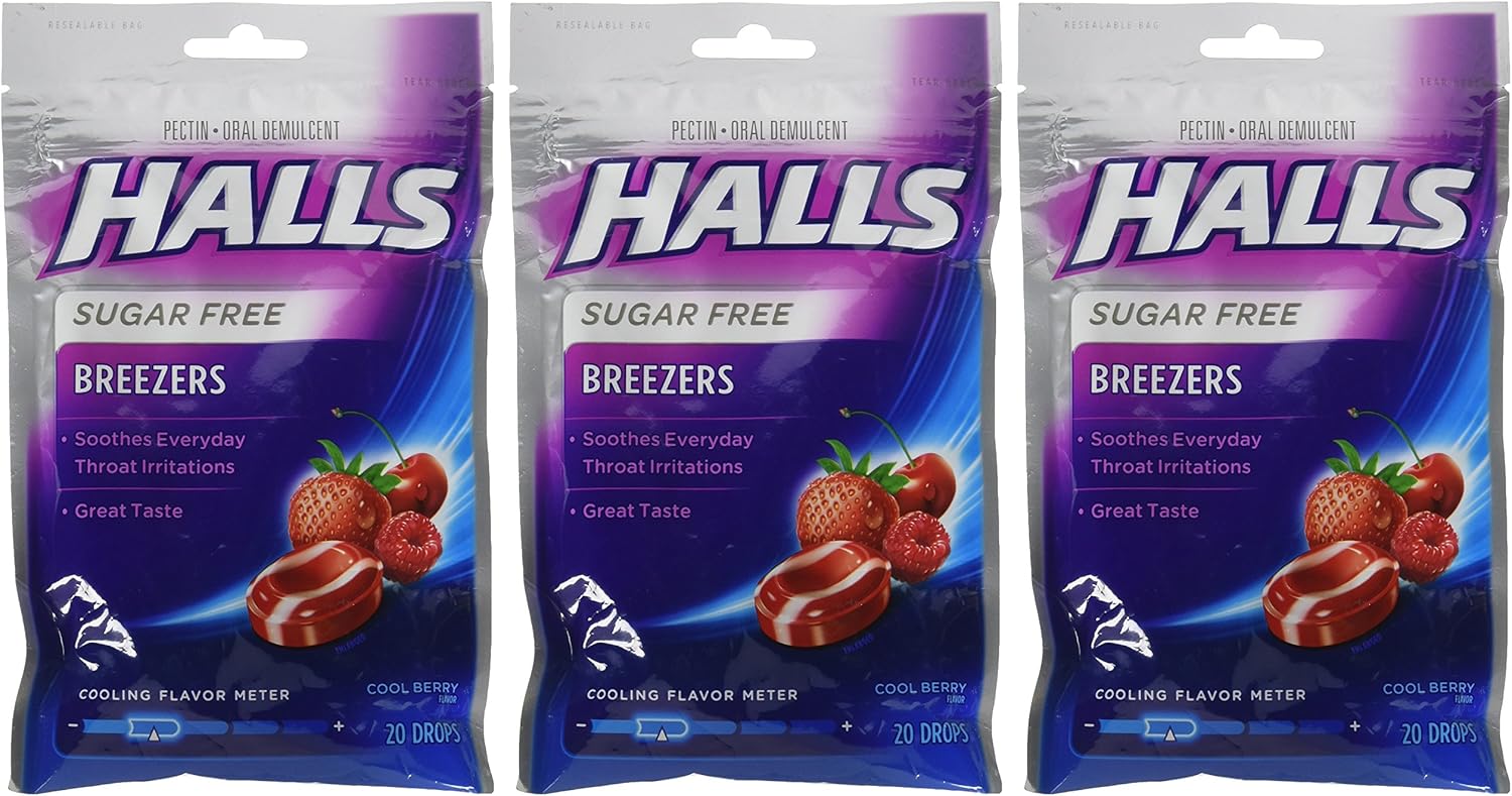 Halls Sugar Free Breezers Cool Berry (Pack of 3): Health & Personal Care