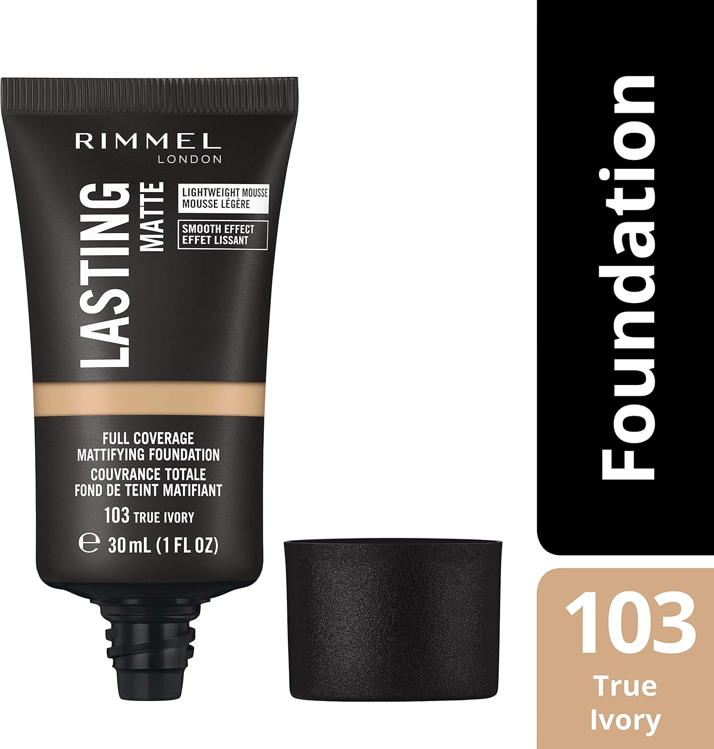 Rimmel Lasting Matte Full Coverage Light-weight Foundation 30ml, 103 True Ivory, 30 ml (Pack of 1) - Image 4