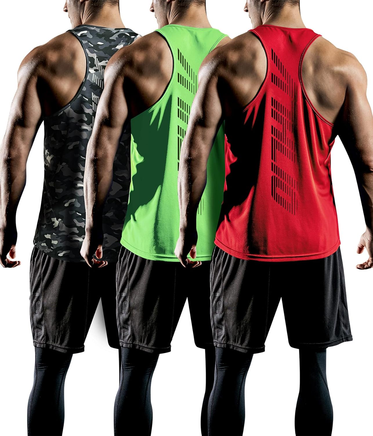 ATHLIO 3 Pack Men's Dry Fit Muscle Workout Tank Tops, Y-Back Bodybuilding Gym Shirts, Athletic Fitness Tank Top: Clothing