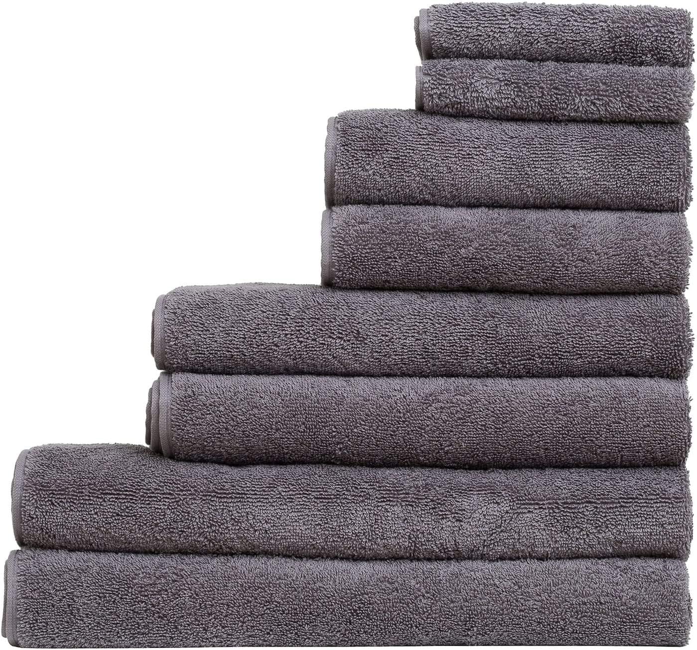 Luxury Extra Large 8-Piece Turkish Towel Set with 4 Bath Towels (30x60 and 24X48) - Grey: Home & Kitchen