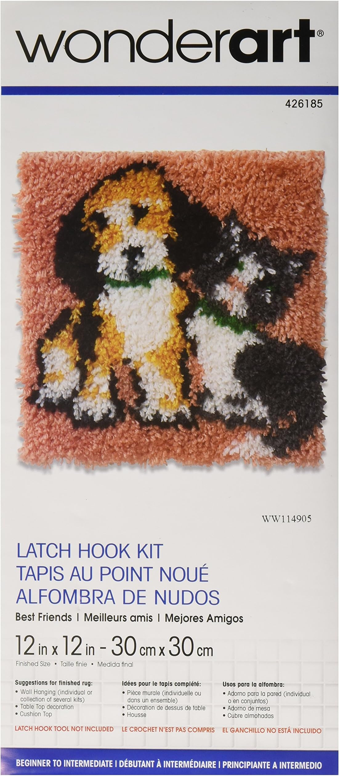 Spinrite Acrylic Blend Wonderart Latch Hook Kit 12-inch x 12-inch, Best Friends