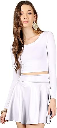 white leather skater skirt