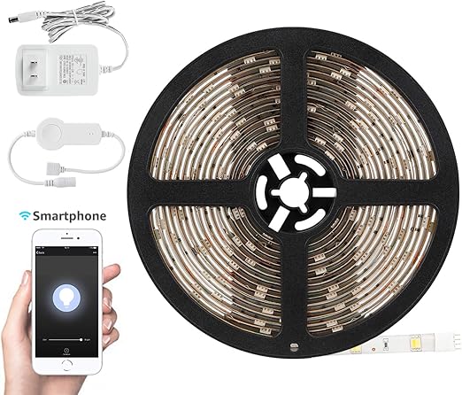 Amazon Com Torchstar 16 4 Ft Led Strip Lights Work With Alexa Smart Phone App Control Flexible Wireless Tape Light Ip65 Waterproof Lighting Kit 3000k Warm White Ul Listed Power Supply For Decoration Home