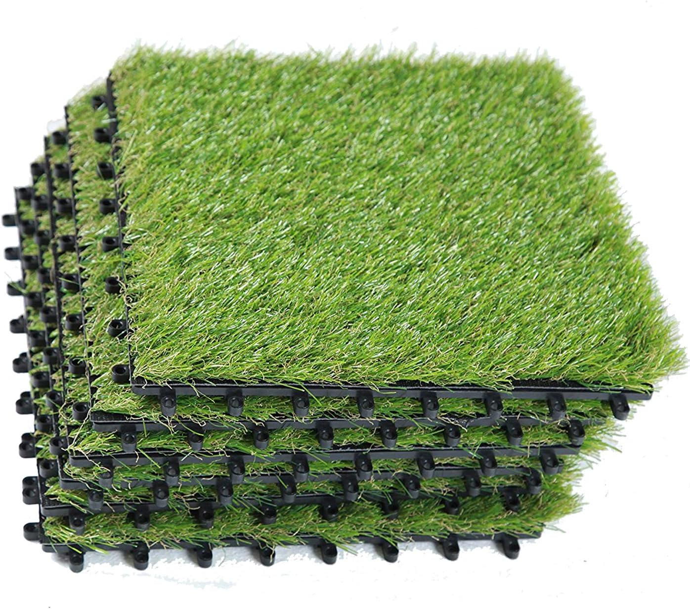 Artificial Grass Tiles Interlocking Fake Grass Deck Tile