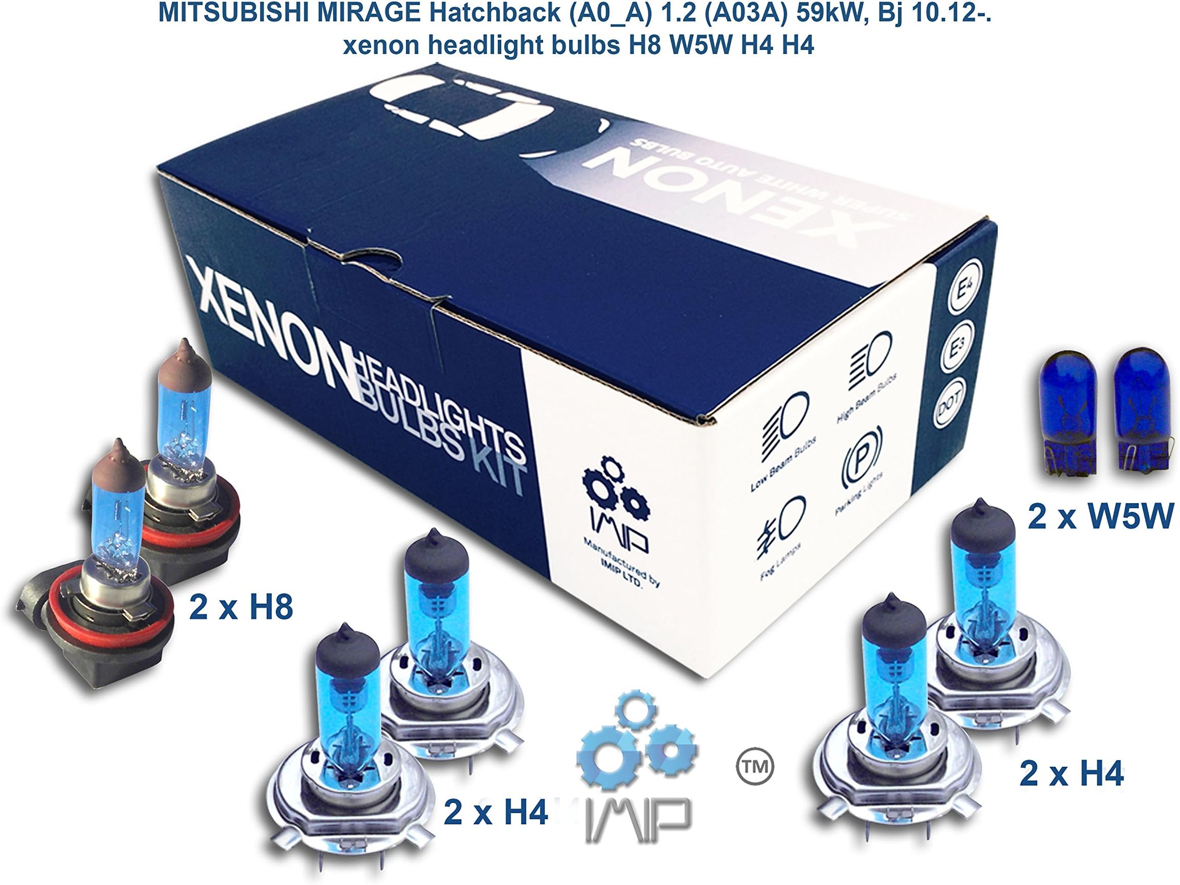Genius Autoparts Bright Xenon Headlight Bulbs | Easy DIY Headlight Replacement Bulbs Kit, Pairs H8 H4 H4 | High and Low Beam Headlights | Fog Lights Plus Free Side Light Bulbs W5W,(Pack of 3+1)