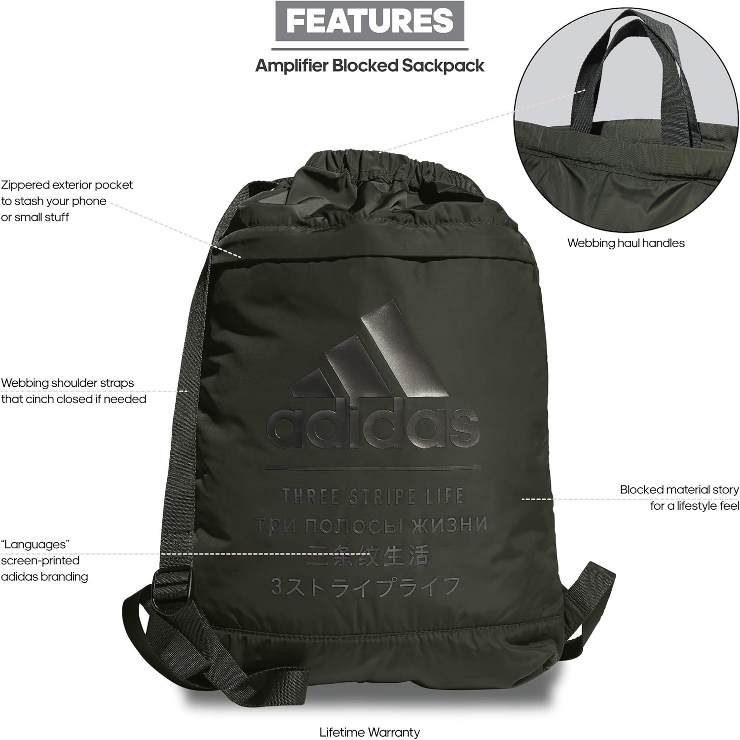 adidas amplifier blocked drawstring backpack