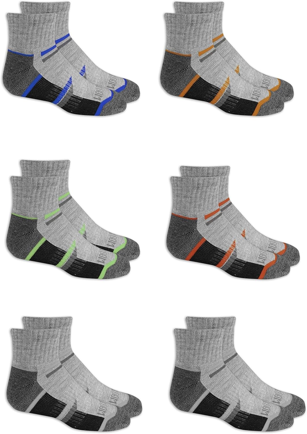 Fruit of the Loom Boys' 6-Pair Half Cushion Ankle Socks: Clothing