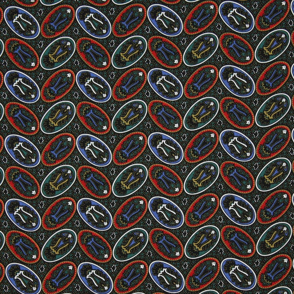 Liberty of London Art Fabrics Paisley Lozange Black, 43-inch (109cm) Wide Cotton Fabric Yardage