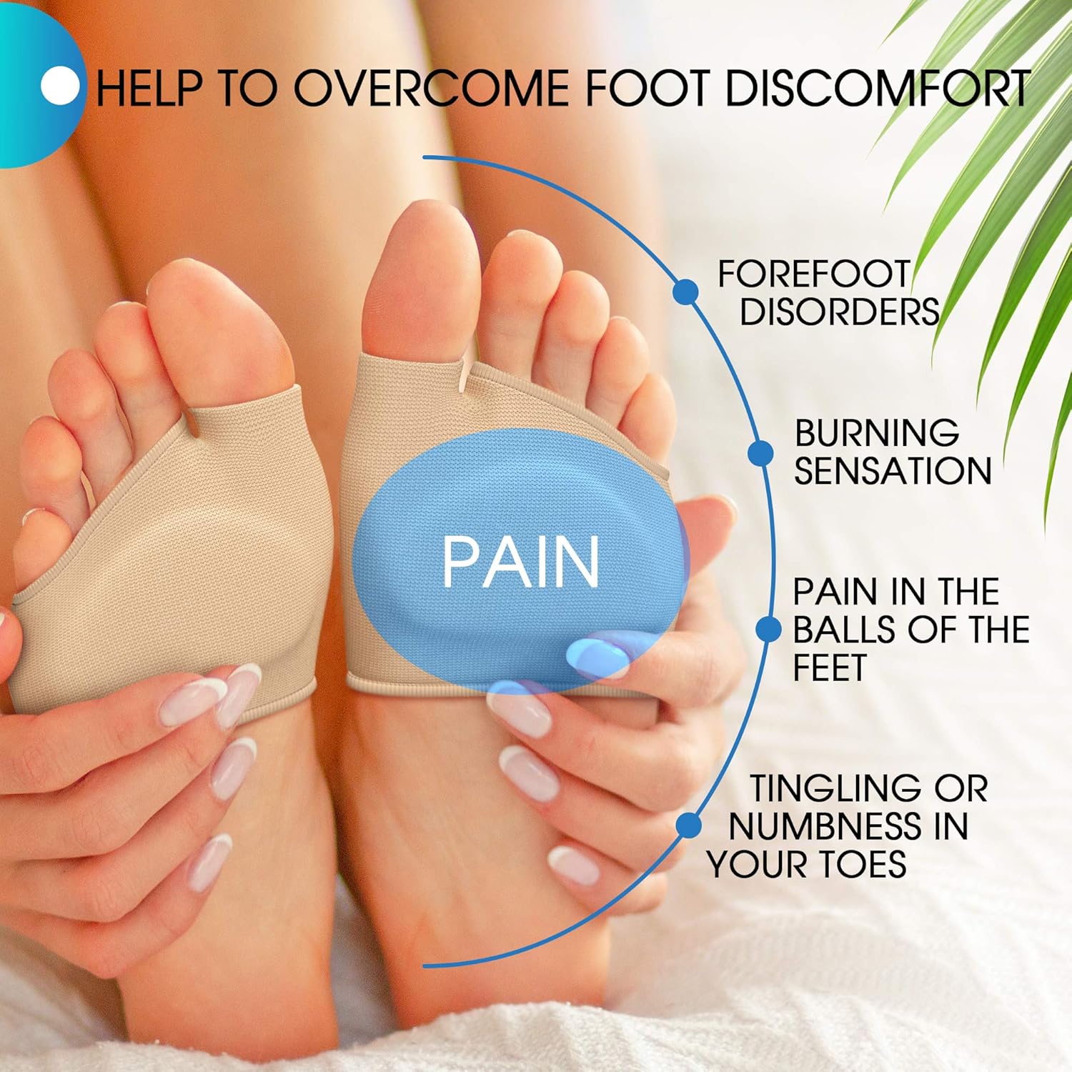 Ball of Foot Cushions (2 Pieces) - Metatarsal Pads | Forefoot Pads of of High Quality Soft Fabric - Foot Sleeve with Soft Gel Sole - Mortons Neuroma - Prevent Pain and Discomfort: Health & Personal Care