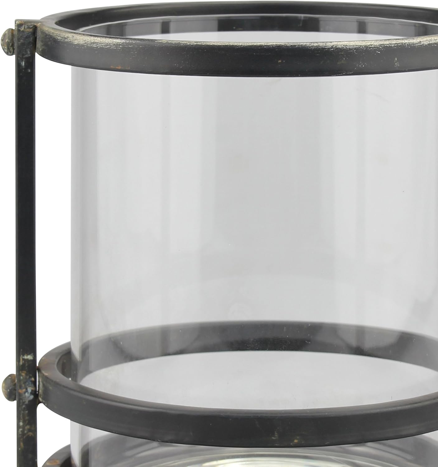 Stonebriar Industrial Black Metal Cage Pillar Candle Holder with Removable Glass Hurricane, Decorative Rustic Design for Wedding Decorations, Parties, or Everyday Home Decor, Small: Home & Kitchen