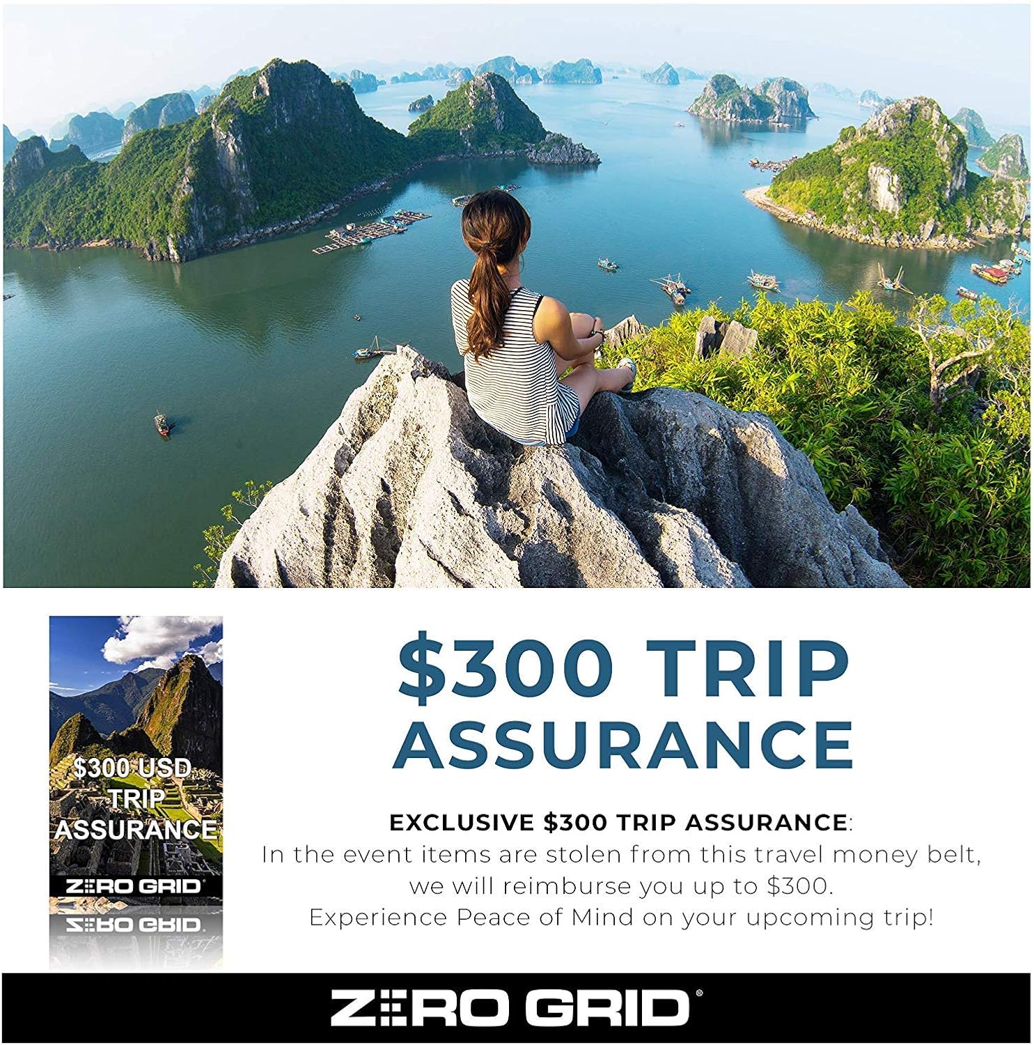 Zero Grid Money Belt w/RFID Blocking - Concealed Travel Wallet & Passport Holder: Clothing