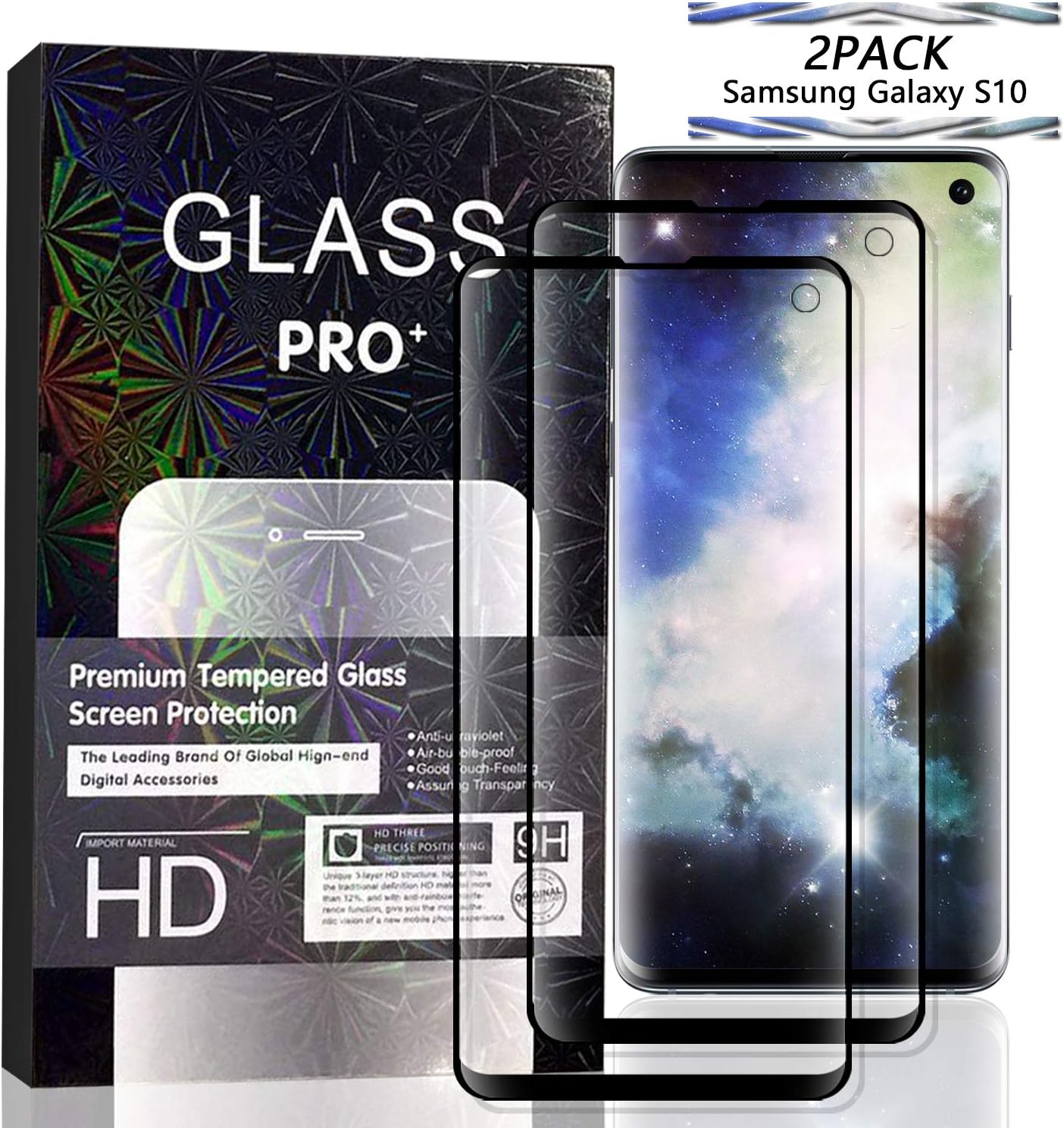 JKPNK Galaxy S10 Screen Protector [2 Pack], Screen Protector Full Coverage HD Anti-Scratch [Bubble-Free] Screen Protector Compatible with Samsung Galaxy S10
