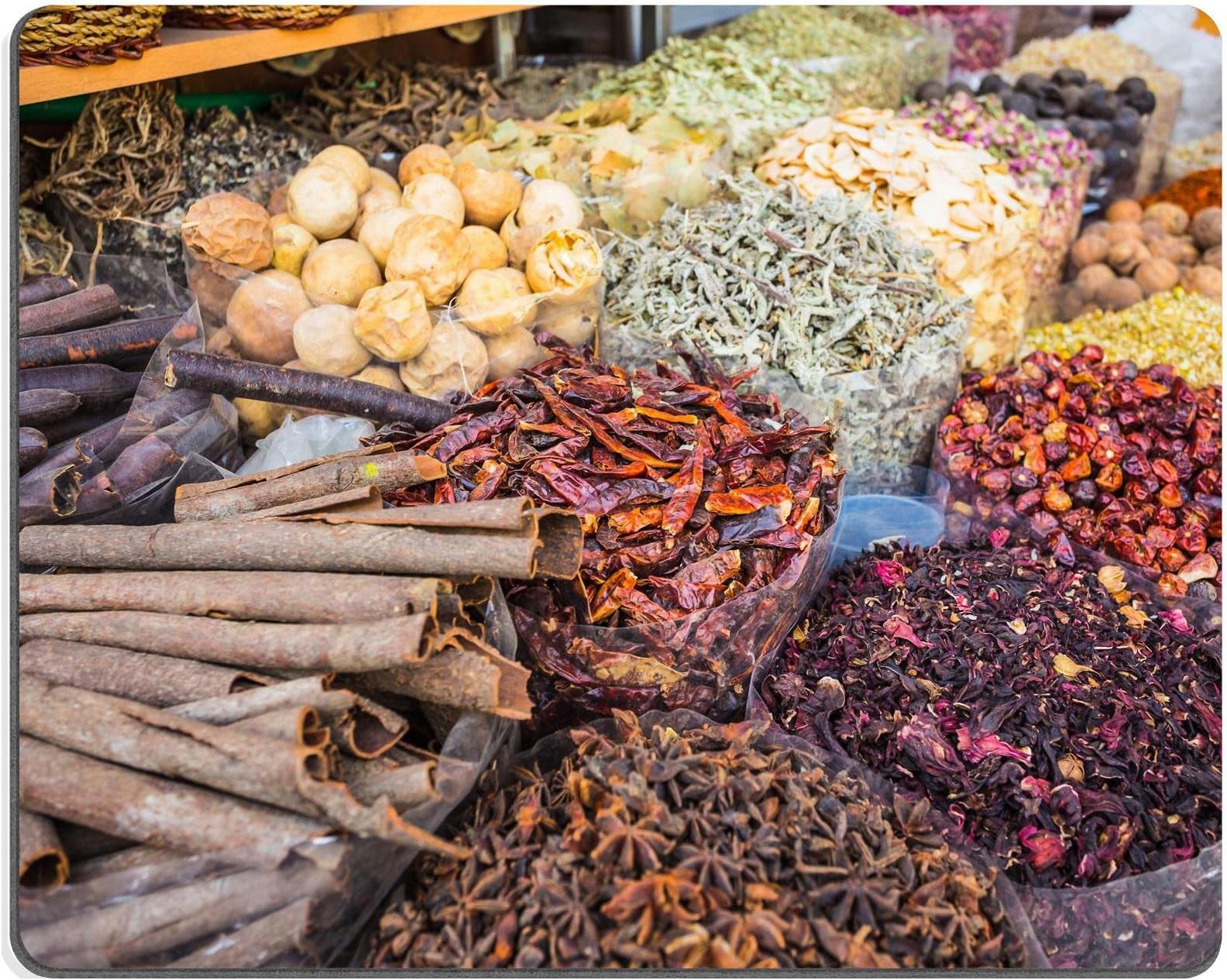 MSD Natural Rubber Mousepad IMAGE ID: 32945601 dried herbs flowers spices in the spice souq at Deira UAE Dubai