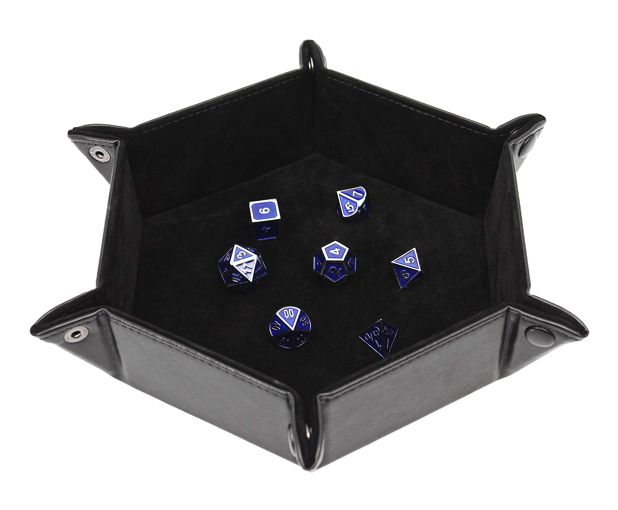 Forged Dice Co. Dice Tray Portable Folding Dice Rolling Tray for use as DND Dice Tray D&amp;D Dice Tray or Dice Game 6.5 Inch Quiets Rolling Metal Dice - Stronger Snaps Hold Tighter Than Other Dice Trays