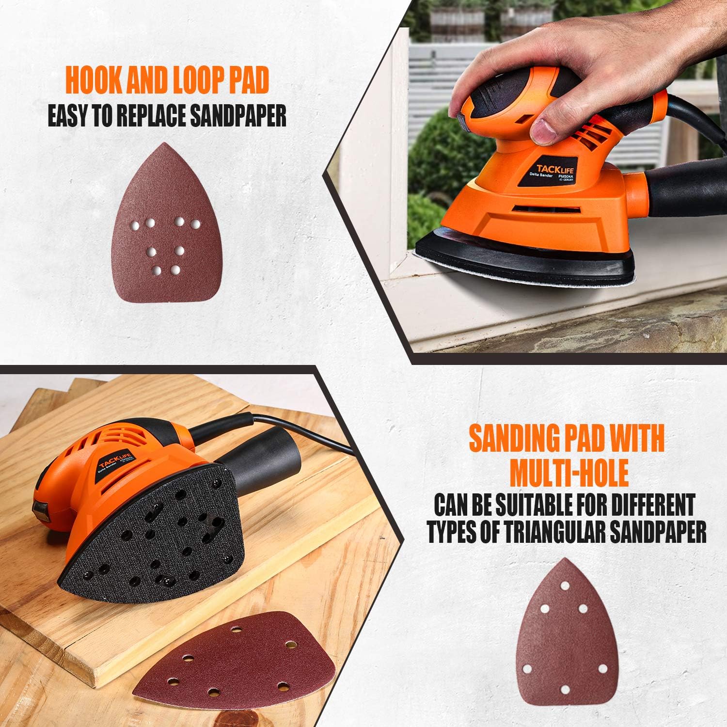 TACKLIFE Mouse Detail Sander, 12000 OPM Electric Sander with 20Pcs Sandpapers, Vacuum Cleaner Connecting Pipe, Applied in Multiple Situations, for Tight Spaces Sanding in Home Decoration, DIY PMS04A - - 