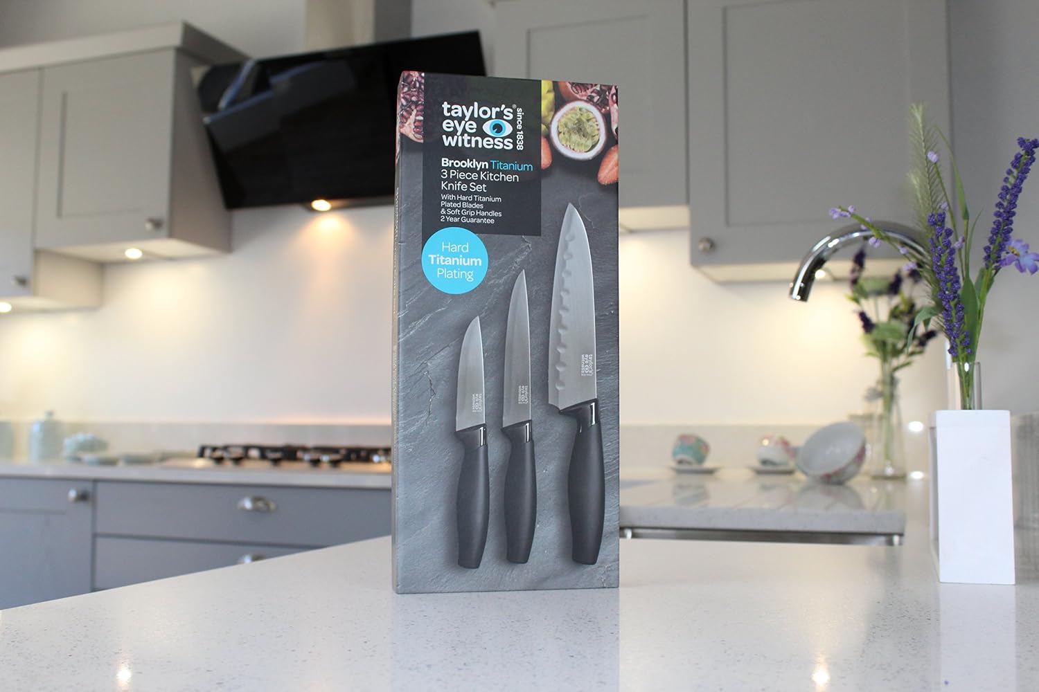 Brooklyn Range Titanium 3 Piece Knife Set, Paring, Utility and Japanese Santoku Knives - Image 3