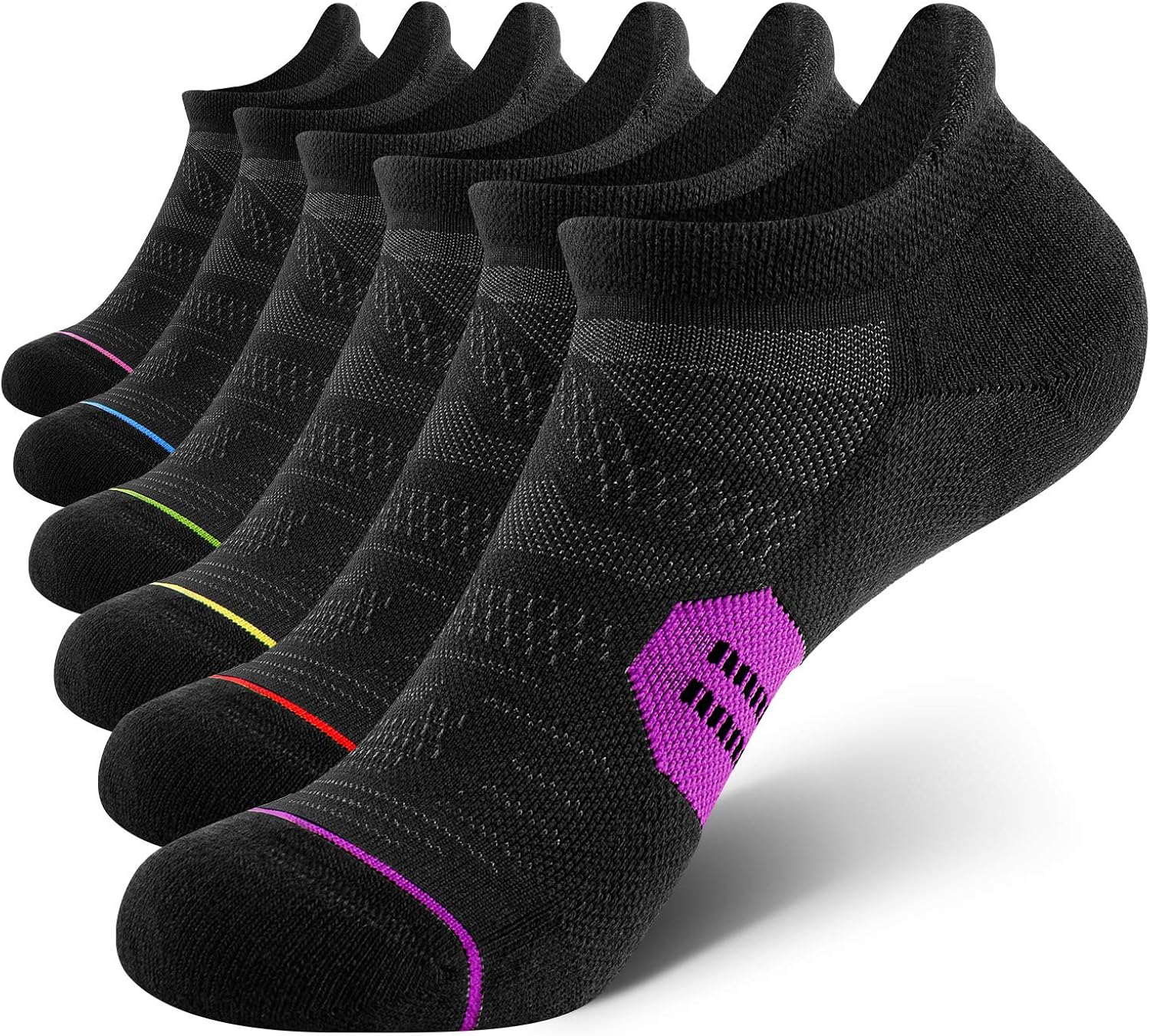 CelerSport 6 Pack Women's Ankle Running Socks Cushioned Low Cut Tab Athletic Socks: Clothing