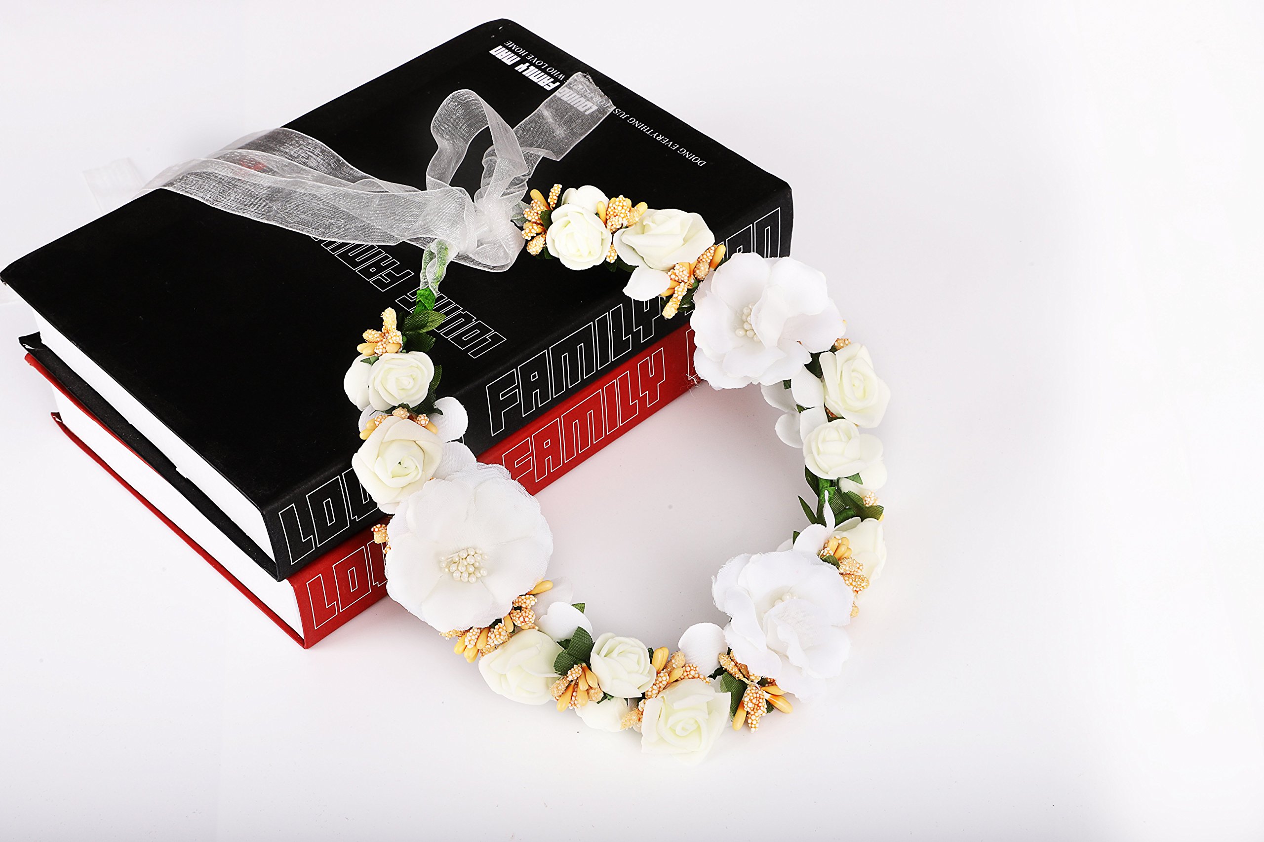 Nature Flower Headband Crown with Floral Wrist Band For Wedding Festival Party