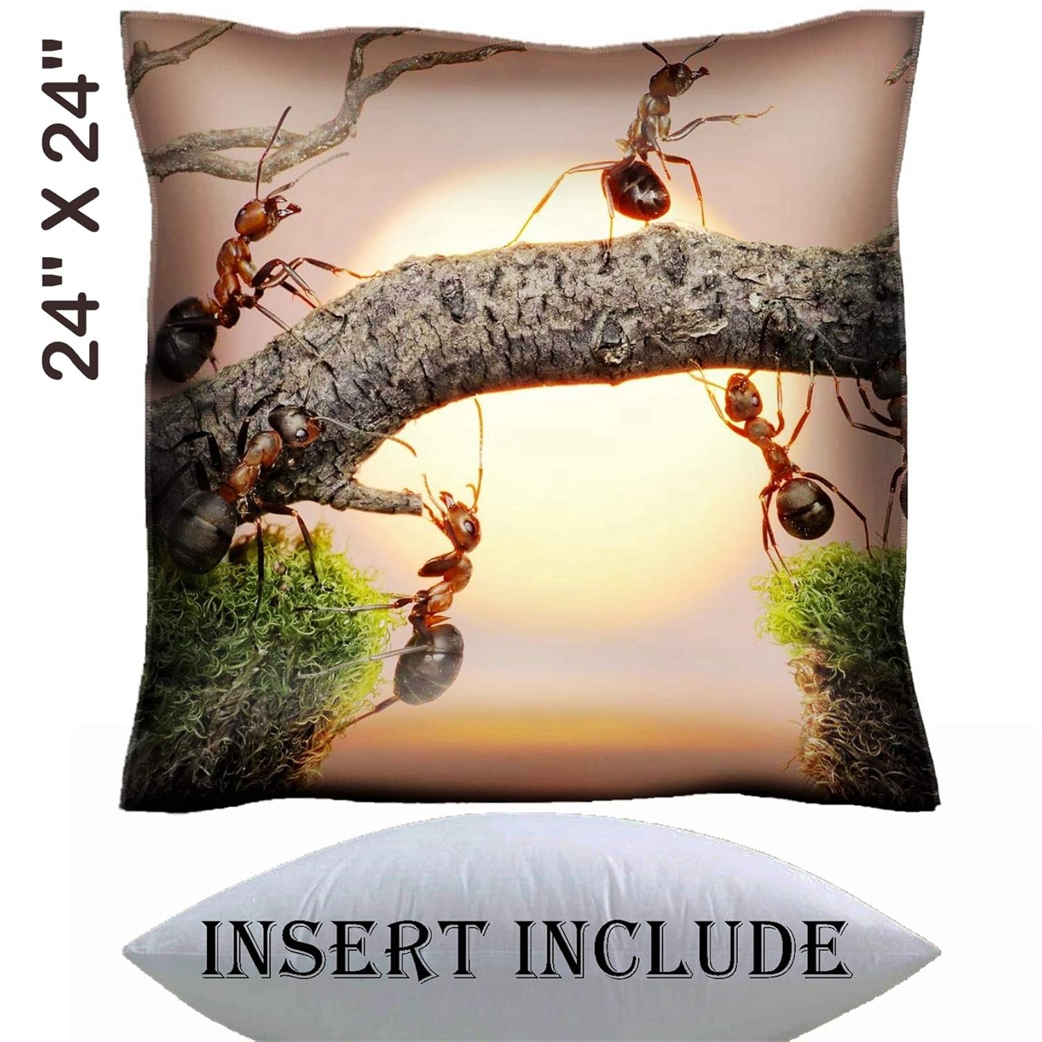 Amazon Com 24x24 Throw Pillow Cover With Insert Satin Polyester