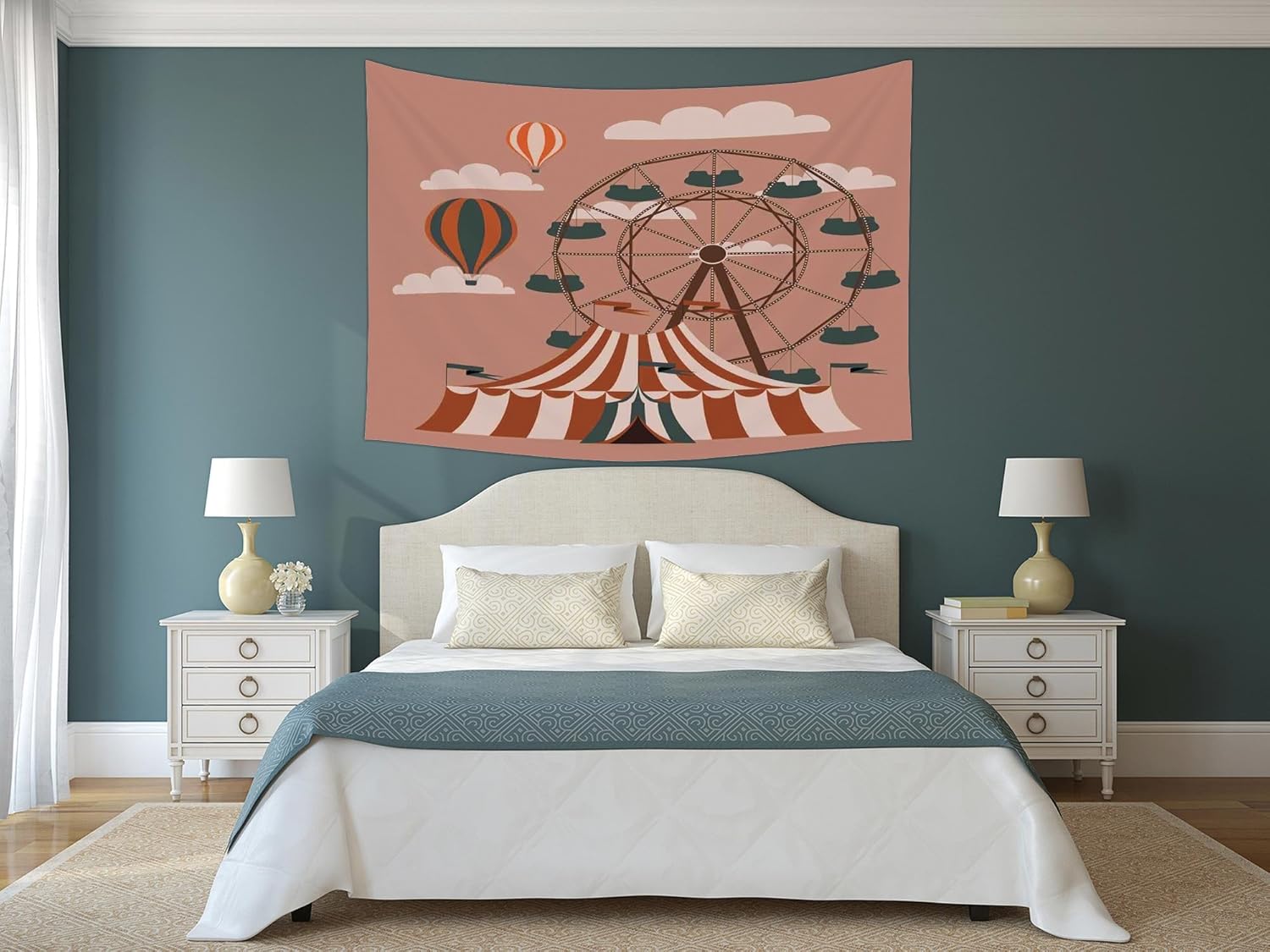 Iprint Polyester Tapestry Wall Hanging Circus Ferris Wheel