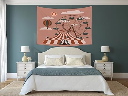 Iprint Polyester Tapestry Wall Hanging Circus Ferris Wheel