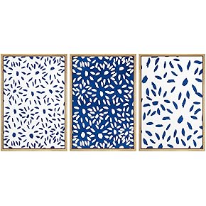 SIGNWIN Framed Canvas Print Wall Art Blue and...