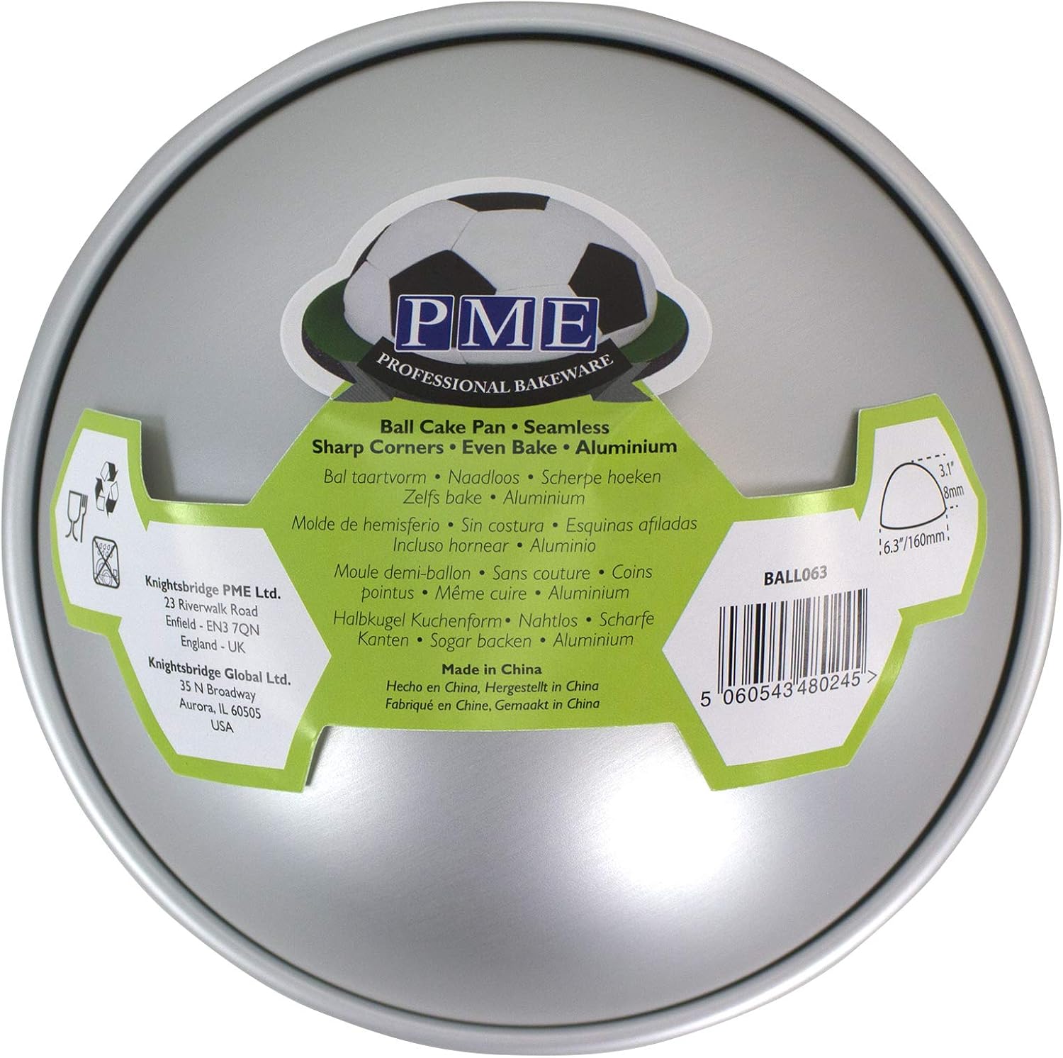 PME BALL063 Aluminum Ball/Hemisphere Pan, 6 x 3-Inch Anodised Aluminium Cake Tin, Silver, 6" / 15cm - Image 3