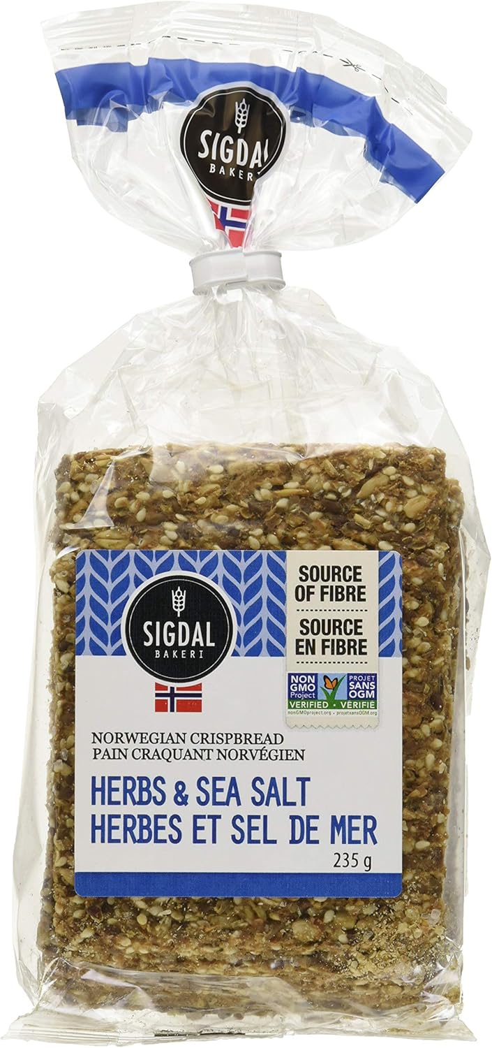 Sigdal Bakeri Norwegian Crispbread, Herbs & Sea Salt, 235g Amazon.ca