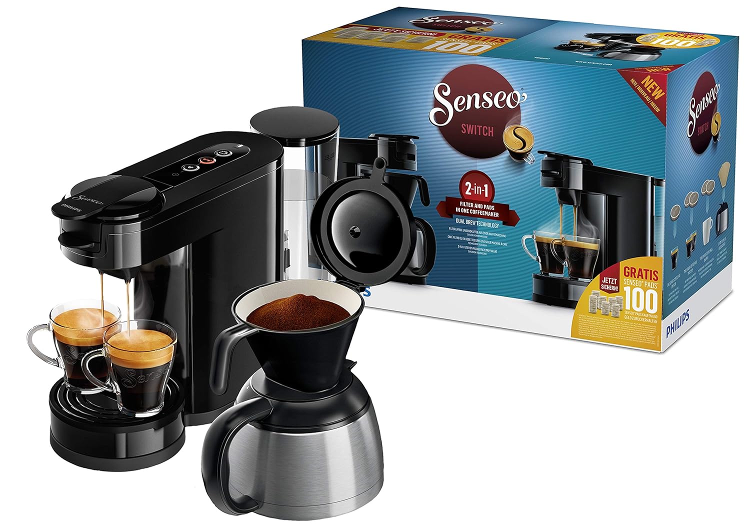 Philips 90736305 cafetera senseo, Acero Inoxidable, Negro ...