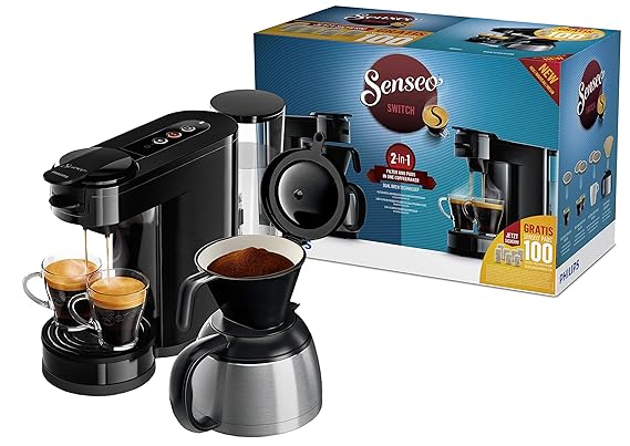 Philips Senseo HD6591/69 Switch 2-in-1 Kaffeemaschine (Sonderedition 100 Pads gratis nach Registrierung) schwarz