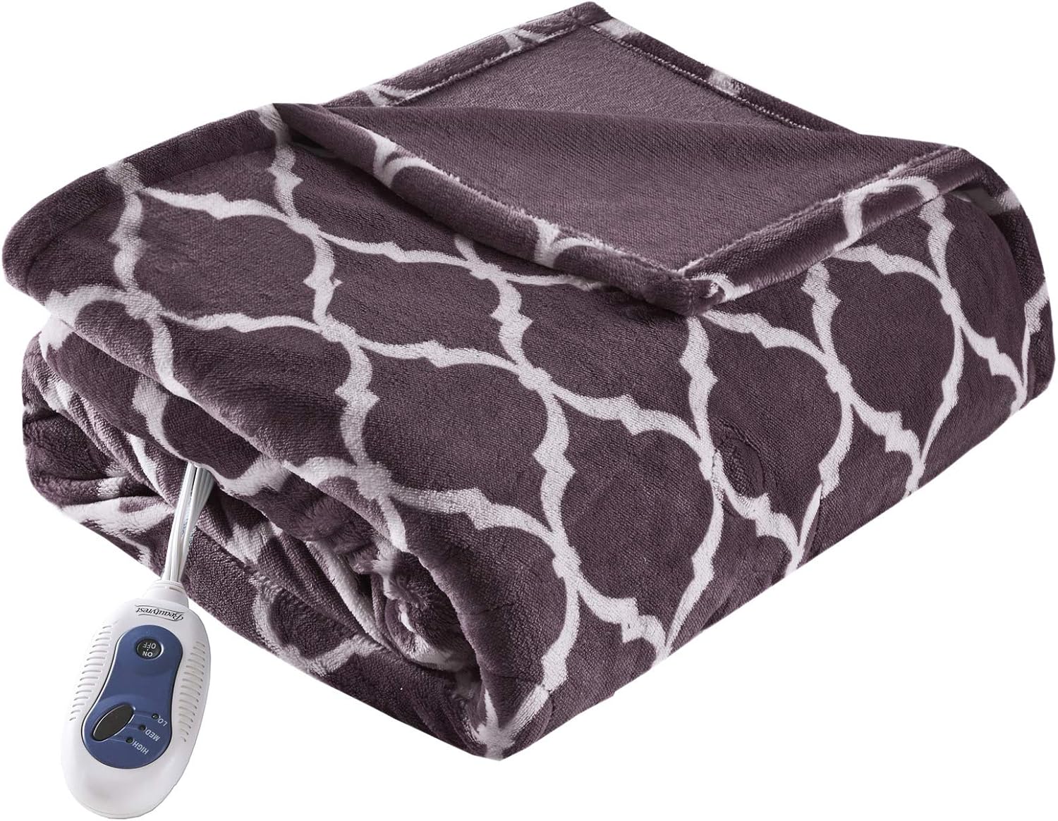 Beautyrest Plush Heated Throw Blanket Oversized 60"x70" Purple BR54