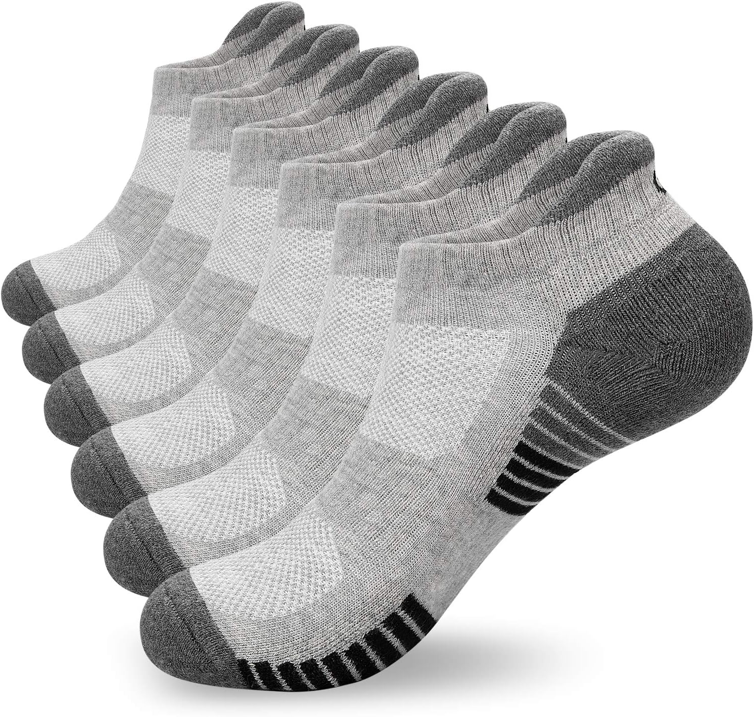 Anqier 6 Pairs Running Socks Athletic Socks Cushioned Trainer Socks for Men Women Ladies Ankle Sports Socks Cotton Low Cut Walking Socks