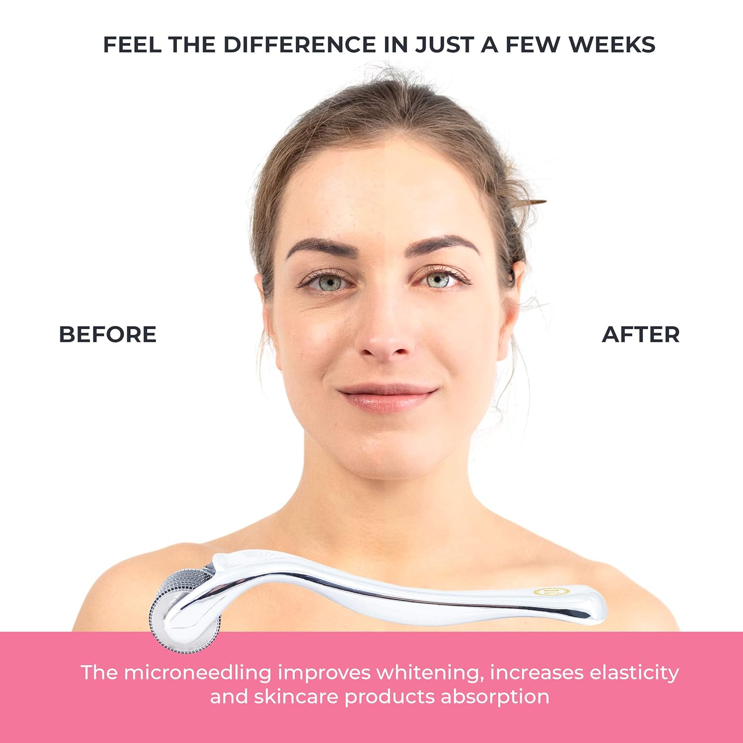 Derma Roller Cosmetic Microdermabrasion Device Tool for Face 0.25mm - Facial Roller 540 Titanium Micro Needles, Skin Roller For Home Skincare Use - Includes Free Storage Case + Free Ebook: Beauty