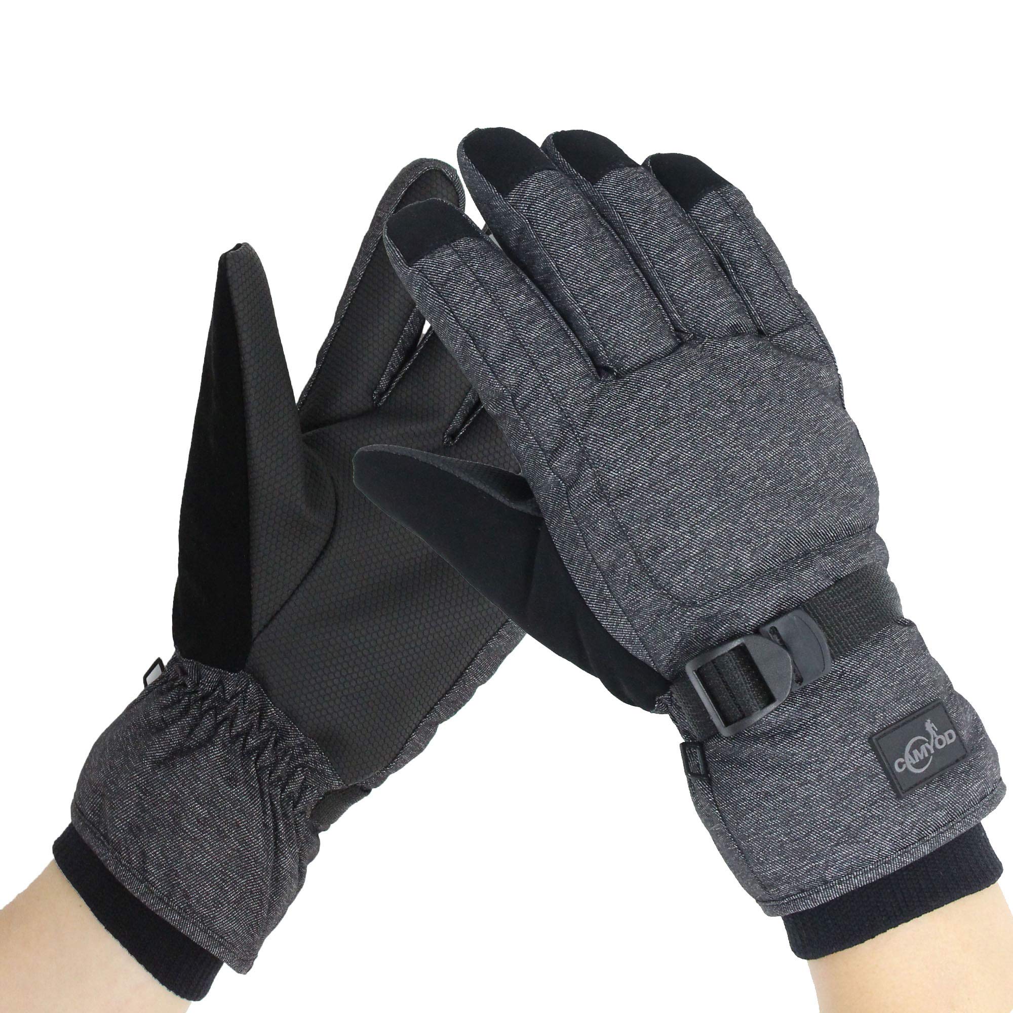 CAMYOD Waterproof Ski Snowboard Gloves with 3M Thinsulate,Zipper Pocket, Air Vent, Cold Weather