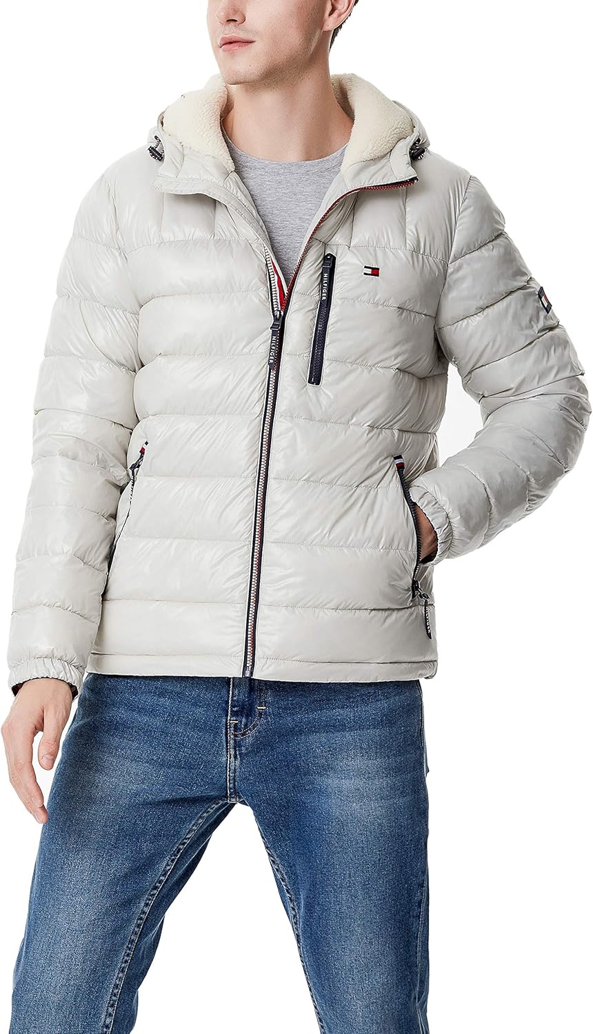 Tommy Hilfiger mens Midweight Sherpa Lined Hooded Water Resistant