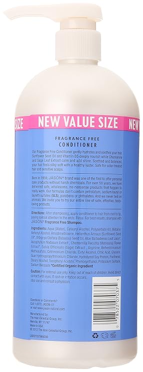 Amazon Com Jason Fragrance Free Conditioner 32 Fluid Ounce Standard Hair Conditioners Beauty