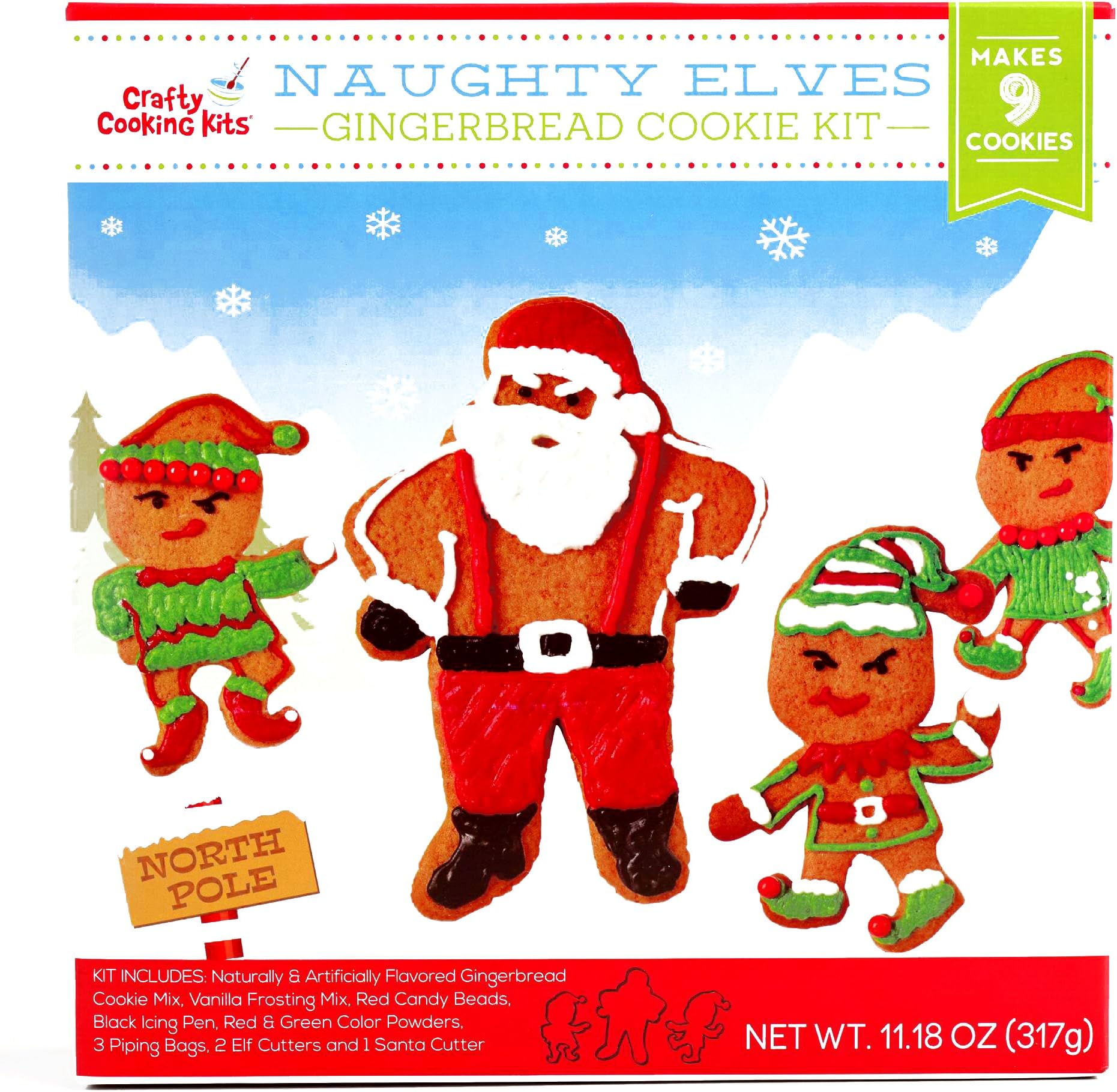 Snowball Fighting Elf Cookie Kit (1 Unit Per Order) - Gourmet Christmas Gift for the Holidays