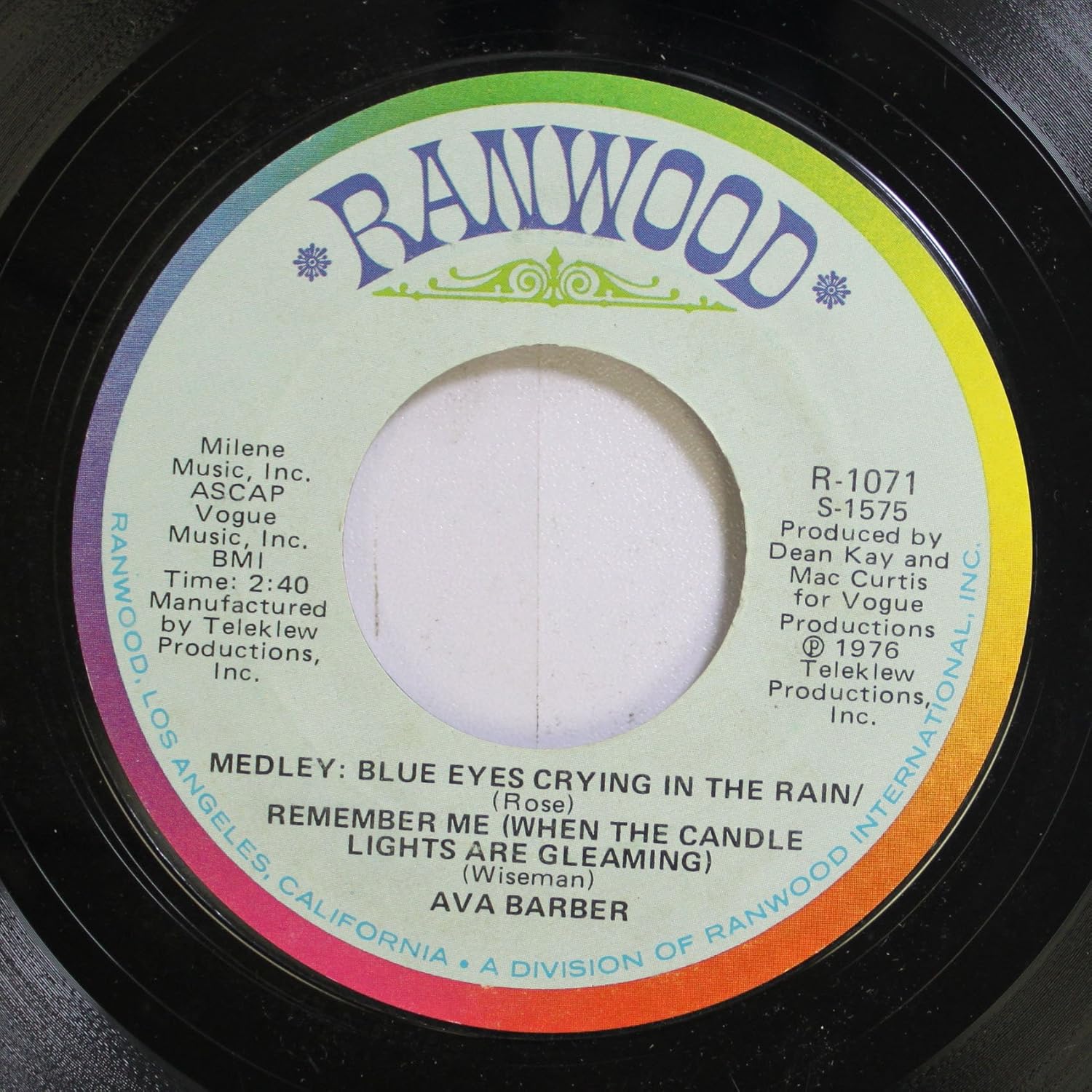 Ava Barber Ava Barber 45 RPM Medley Blue Eyes Crying In The Rain