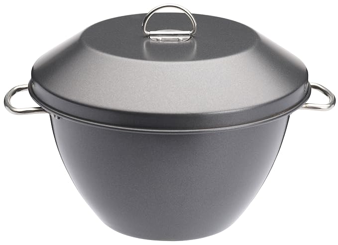 Master Class Antihaft-Puddingtopf/Dampfgarer mit Deckel, Stahl, Schwarz 33 cm