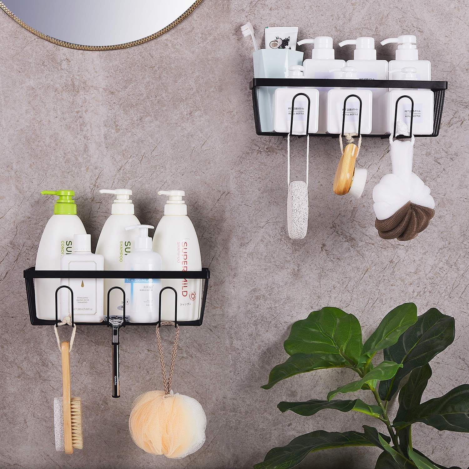 Adhesive Bathroom Shelf Shower Caddy Storage (2 Packs) Shower Basket