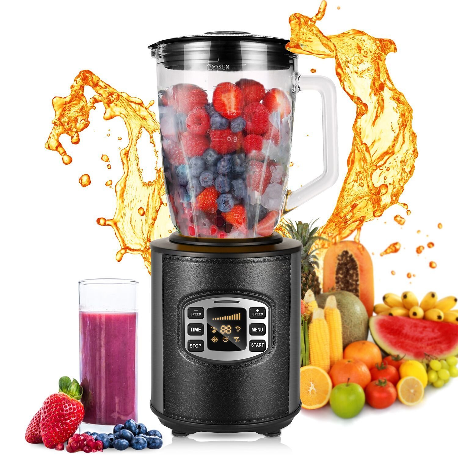 Homdox 800W Blender Glass Jug with Grinder,Smoothie Maker,Juicer & Grinder with Smart Timer