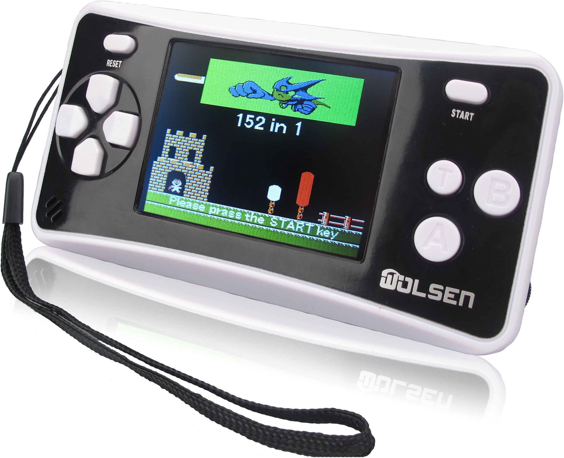 WOLSEN 2.5" LCD Portable Game Console Speaker 152 in 1 Games (3 X AAA)(Black)