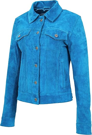 blue suede trucker jacket