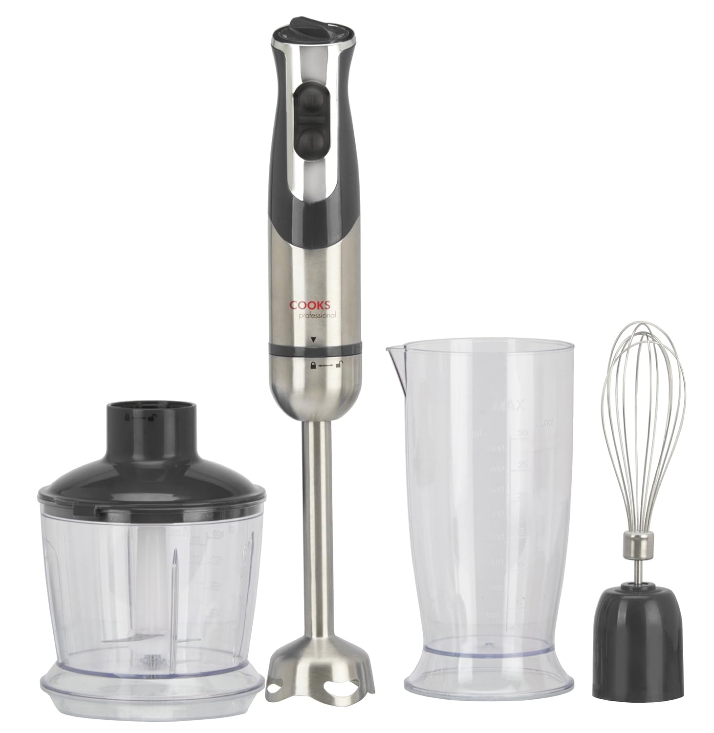 Electric 3 in 1 Hand Blender, Chopping Bowl & Whisk Attachment, Gripped
