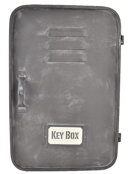 Schlüsselkasten aus Metall im Industrie Stil – Key Box im Vintage Shabby Chic – Schlüsselschrank in dunkel grau